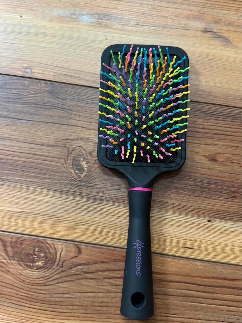Expressions Paddle Brush with Multicolor Wavy Bristles and Black Handle